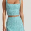 Falda de talle bajo con adornos Jianna en azul aguamarina