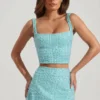 Falda de talle bajo con adornos Jianna en azul aguamarina