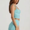 Falda de talle bajo con adornos Jianna en azul aguamarina