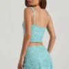 Falda de talle bajo con adornos Jianna en azul aguamarina