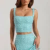 Falda de talle bajo con adornos Jianna en azul aguamarina