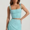 Falda de talle bajo con adornos Jianna en azul aguamarina