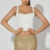 Falda de talle bajo con adornos Jianna en dorado