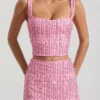 Falda de talle bajo con adornos Jianna en rosa