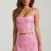 Falda de talle bajo con adornos Jianna en rosa