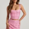 Falda de talle bajo con adornos Jianna en rosa