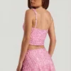Falda de talle bajo con adornos Jianna en rosa