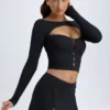 Falda de talle bajo con detalle de botones en modal «Dalla» en negro