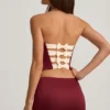 Falda de talle bajo con lazo de satén Carola en rojo vino
