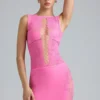Falda de talle medio con adornos Joni en rosa chicle