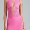 Falda de talle medio con adornos Joni en rosa chicle