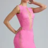 Falda de talle medio con adornos Joni en rosa chicle