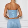 Falda de talle medio con adornos Nilsu en azul claro