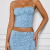 Falda de talle medio con adornos Nilsu en azul claro