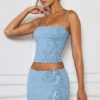 Falda de talle medio con adornos Nilsu en azul claro