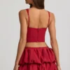 Falda de talle medio con volantes en el bajo Imani en rojo intenso