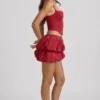 Falda de talle medio con volantes en el bajo Imani en rojo intenso