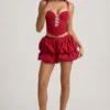 Falda de talle medio con volantes en el bajo Imani en rojo intenso