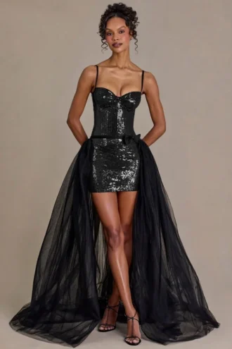 Falda de tul premium Odette en negro