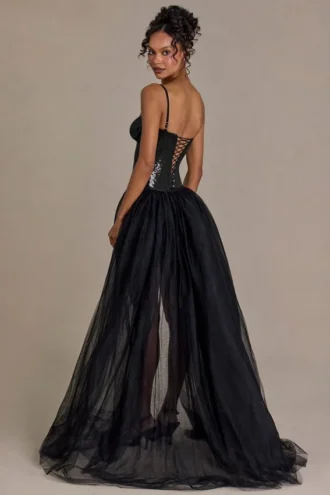 Falda de tul premium Odette en negro