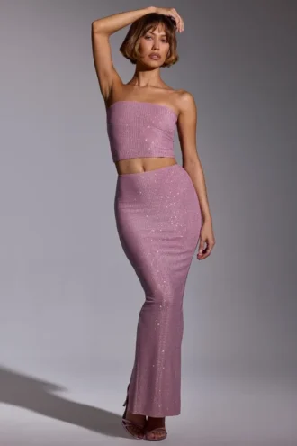Falda de vestido de talle medio con adornos Melisande en rosa claro