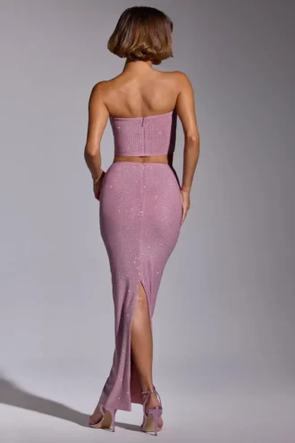 Falda de vestido de talle medio con adornos Melisande en rosa claro