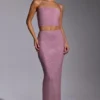 Falda de vestido de talle medio con adornos Melisande en rosa claro