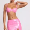 Falda de vinilo con abertura en el muslo Nyx en rosa