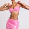 Falda de vinilo con abertura en el muslo Nyx en rosa