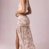 Falda larga asimétrica con fruncidos Romy con estampado floral Primrose