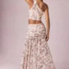 Falda larga asimétrica con fruncidos Romy con estampado floral Primrose
