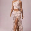 Falda larga asimétrica con fruncidos Romy con estampado floral Primrose