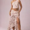 Falda larga asimétrica con fruncidos Romy con estampado floral Primrose