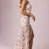 Falda larga asimétrica con fruncidos Romy con estampado floral Primrose