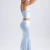 Falda larga de corte sirena de talle medio Ceres en azul claro