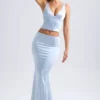 Falda larga de corte sirena de talle medio Ceres en azul claro