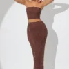 Falda larga de talle medio con adornos Fausta en color espresso