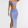 Falda larga de talle medio con adornos Siona en azul