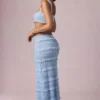 Falda larga de talle medio con volantes Orena en azul claro