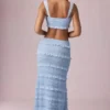 Falda larga de talle medio con volantes Orena en azul claro