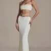 Falda larga de tirantes con adornos Sardinia en blanco