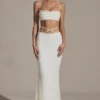 Falda larga de tirantes con adornos Sardinia en blanco