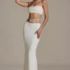 Falda larga de tirantes con adornos Sardinia en blanco