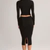 Falda lápiz midi de talle medio Aven Modal en negro
