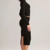 Falda lápiz midi de talle medio Aven Modal en negro