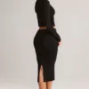 Falda lápiz midi de talle medio Aven Modal en negro