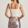 Falda Lunara con adornos de lentejuelas en color plateado