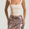 Falda Lunara con adornos de lentejuelas en color plateado