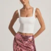 Falda Lunara con adornos de lentejuelas en rosa