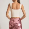 Falda Lunara con adornos de lentejuelas en rosa